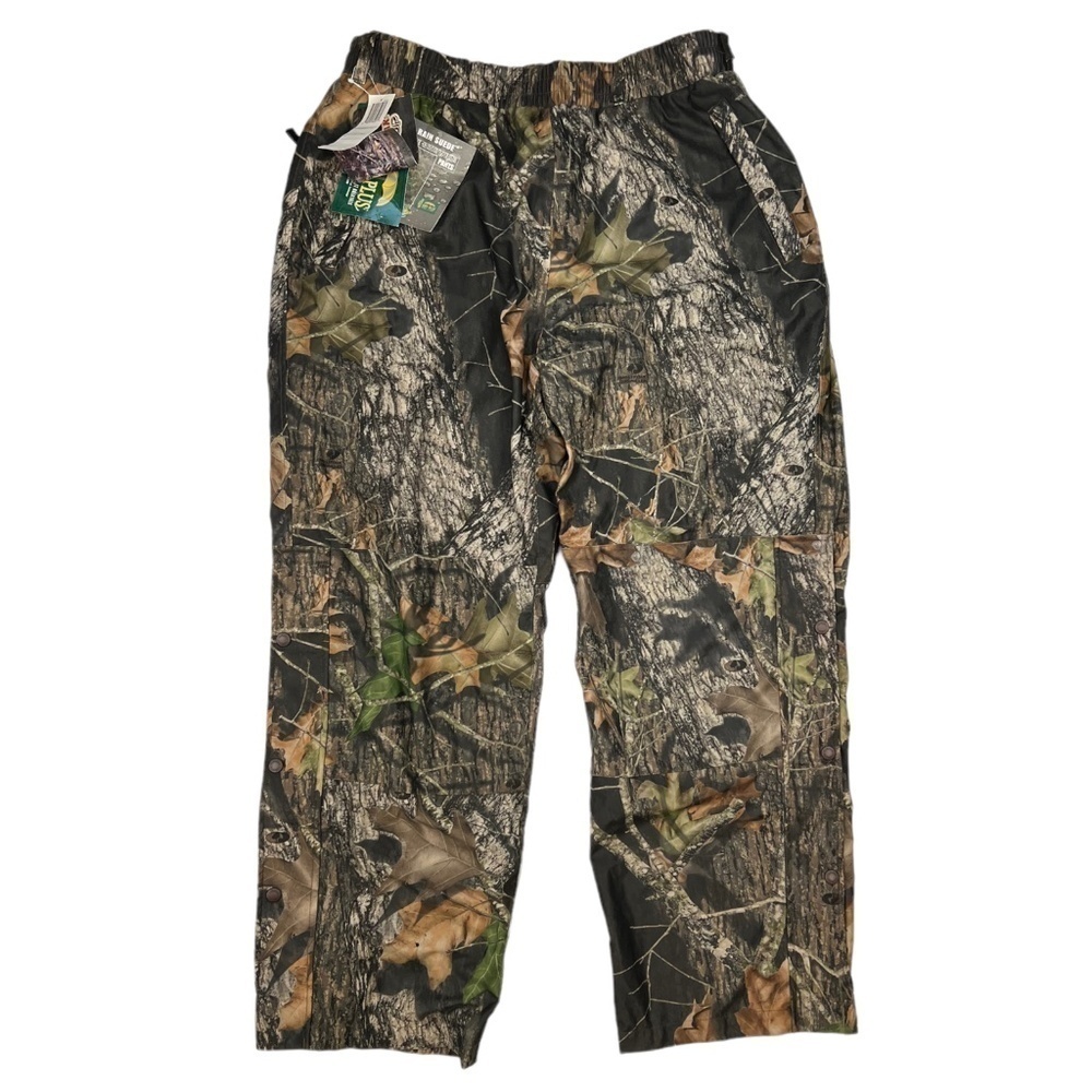 NWT Cabela's Men's Rain Suede Packable Rainwear Hunting Pants Mossy Oak XL - Picture 1 of 15